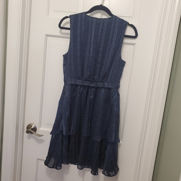 NWT BANANA REPUBLIC Chiffon Ruffels Tiered Dress Navy Polka Dots 4 Ret. $89.99 - Picture 7 of 10